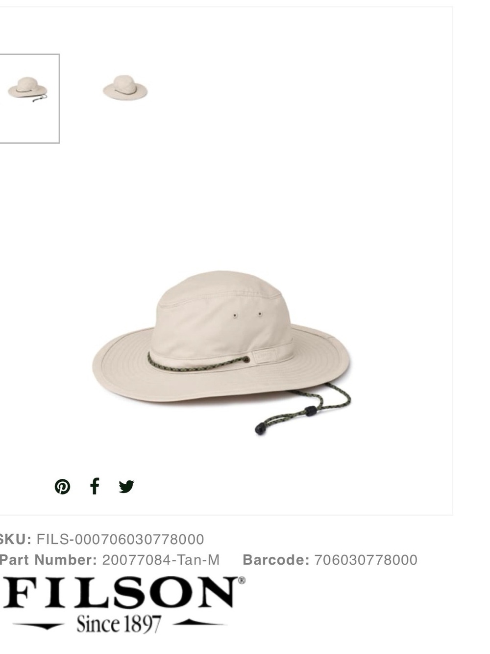 Filson twin falls travel hat